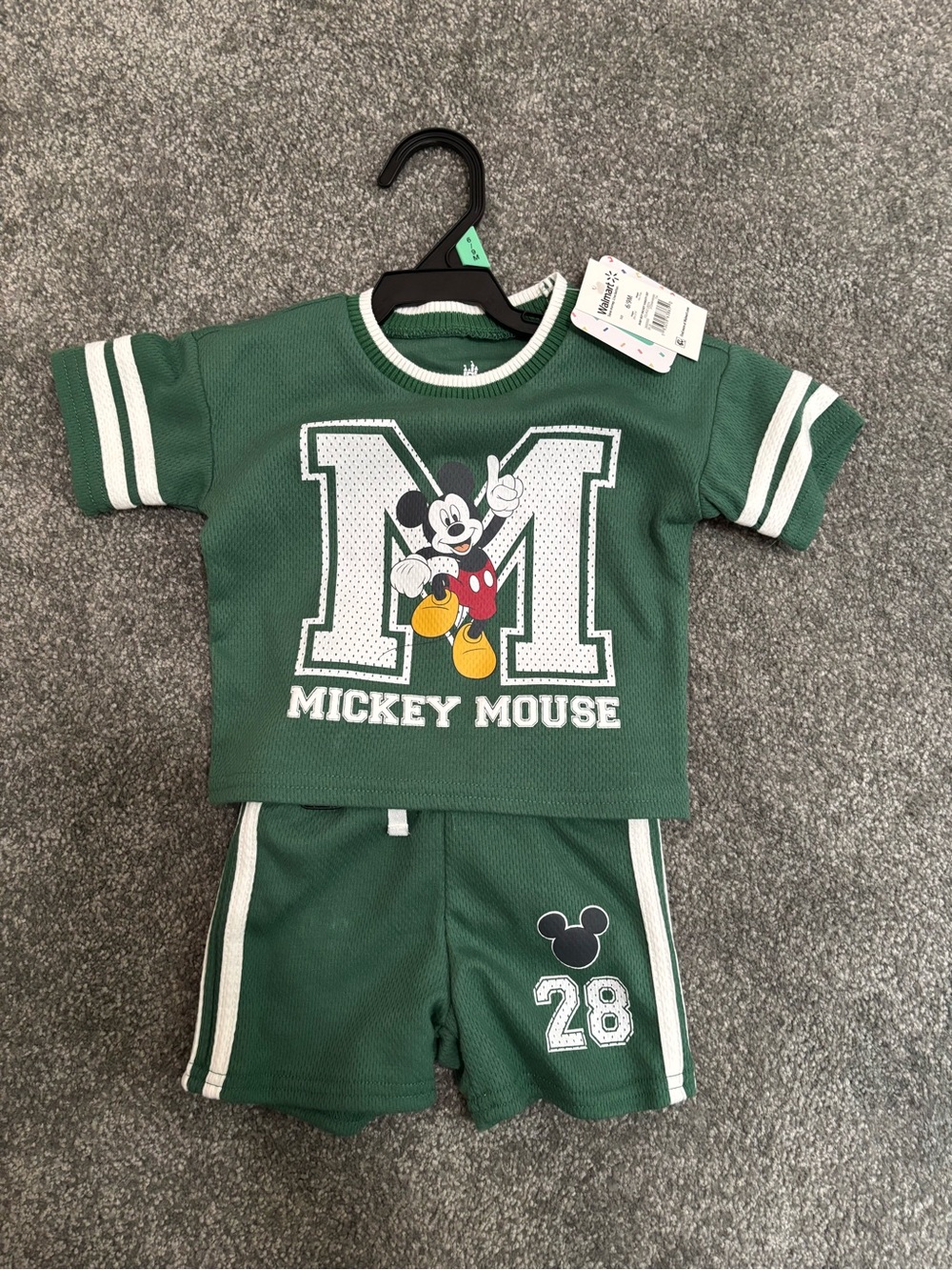 Disney Green Mickey Mouse Varsity Tee & Shorts Set